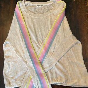 Cream and Rainbow Sleeve Sweater